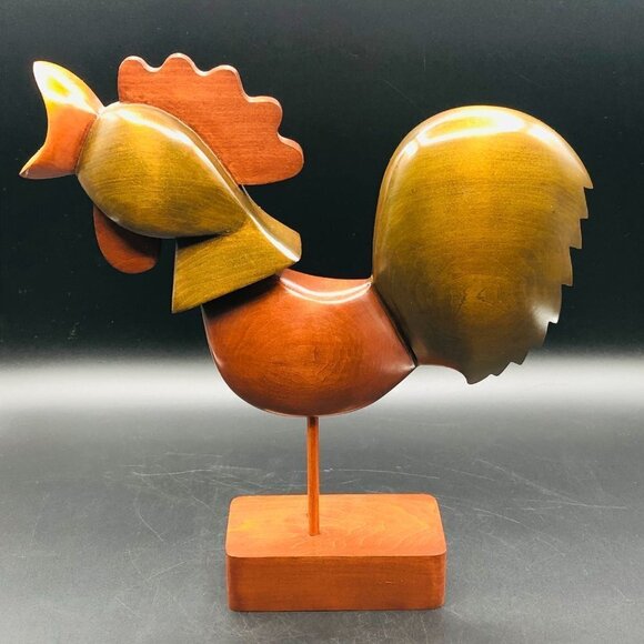 Rooster Wood Original Art Sculpture Artist Lyne Montmeny 2003 Modern Farmhouse - Picture 4 of 13